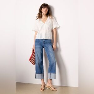 EVEREVE Lottie Eyelet Blouse White Size Small